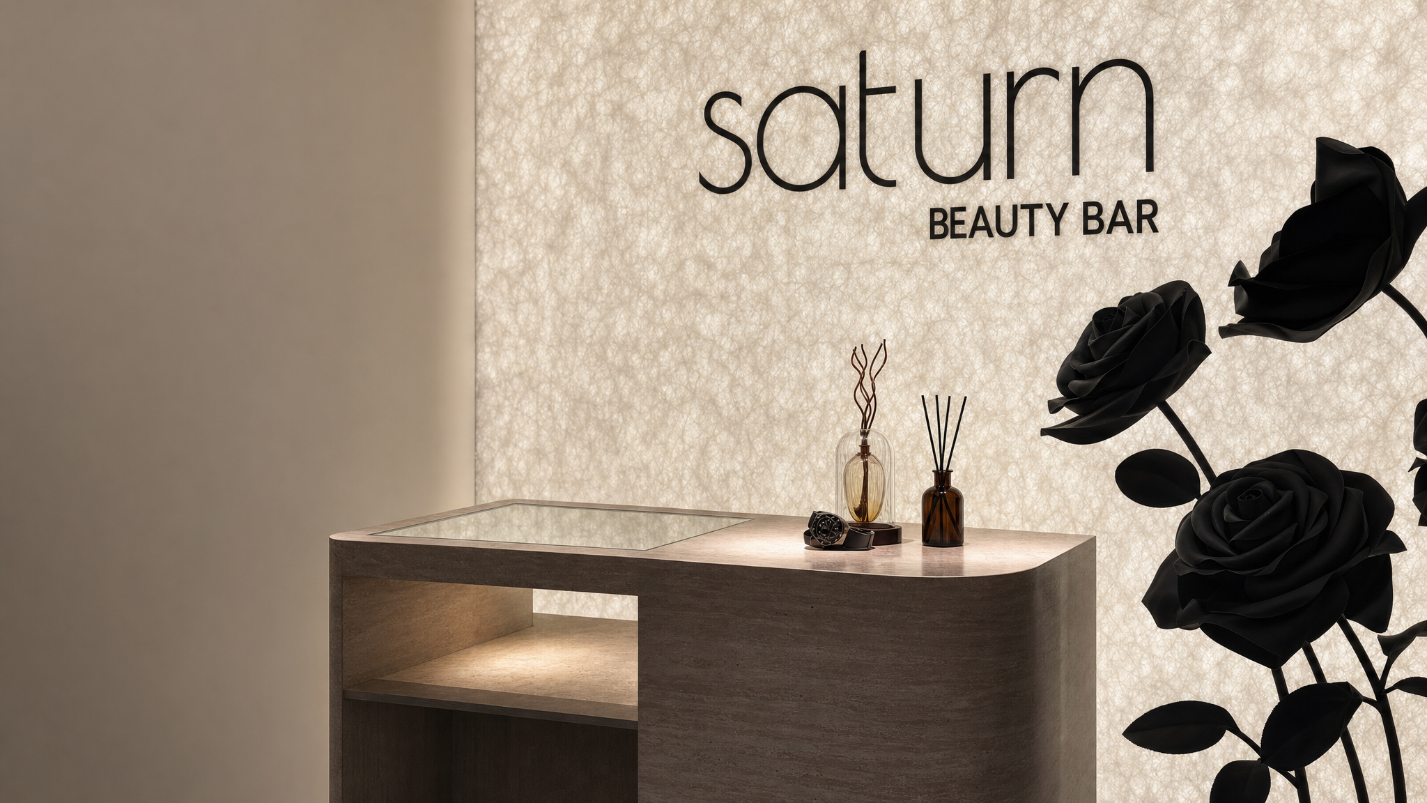 Saturn Beauty reception wall